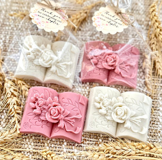 Book Soap Favors - Boho Bridal Shower Gifts, Baby Sprinkle Thank You Gift Ideas in Bulk, Unique New Chapter Story Birthday Party Decorations