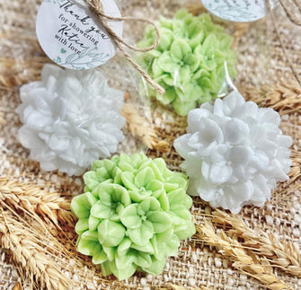 Green & White Hydrangea Soaps - Floral Bridal Shower, Baby Sprinkle, Wedding Bachelorette, Birthday Brunch Lunch Event Guest Gift in Bulk