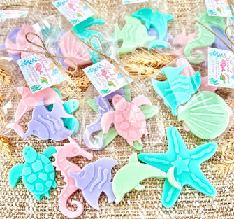 Ocean Soap Favors - 3 Soaps Per Bag - Under the Sea Baby Shower, Ocean Nautical Birthday Starfish Dolphin Seahorse Turtle Fish Shaped Soaps