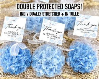 Hydrangea Soap Favors - Bridal Shower Wedding Something Blue Before I Do, Baby Boy Sprinkle, Flower Ceremony Decor Party Gift for Guests