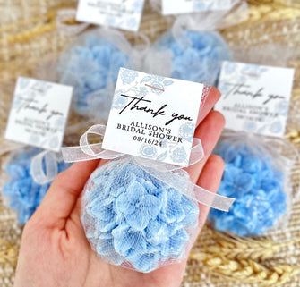 Dusty Blue Flower Soaps Bulk - Hydrangea Favors Bridal Shower Wedding Something Before I Do, Baby Boy Party, Flower Ceremony Decor Gifts