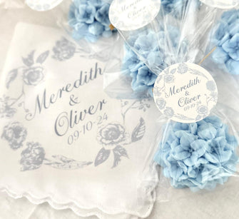 Soap Favors + Handkerchief --- Something Blue Bridal Shower Wedding Before I Do Gift for Guests in Bulk, Baby in Bloom Sprinkle Party Decor