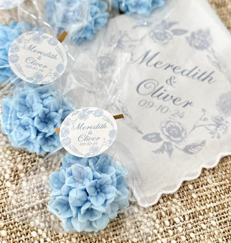 Something Blue Soaps + Handkerchief --- Bridal Shower Wedding Favors Before I Do Gift for Guests in Bulk, Baby in Bloom Sprinkle Party Decor