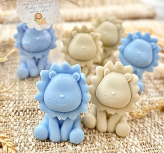 Baby Lion Soaps - Boy Baby Shower Favors, Safari Jungle Forest Theme, Thank You Wild One 1st Birthday Blue Decor, Boho Party Gift for Guests