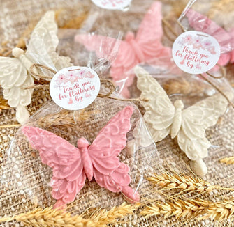 Butterfly Soap Favors - Bridal Shower Decor Little Baby Kisses Wishes on The Way Shower Sprinkle Party Idea Birthday Gift for Guests in Bulk