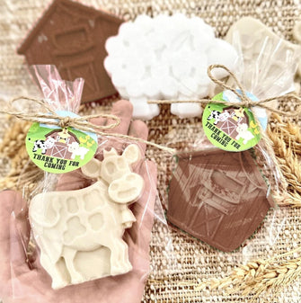 Farm Shaped Soap Favors - Baby Shower Barn Sheep Party, Holy Cow Im One 1st Birthday Decor Girl Boy Animal Garden Rustic Country House Theme