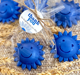 Sun Soap Favors - Here Comes the Son Sunshine Baby Shower Blue First Trip Around Sun Party Guest Gift in Bulk, Ray of Sun Shaped Decorations