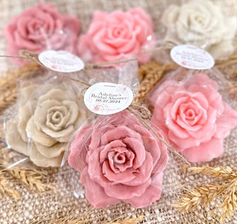 Elegant Rose Soap Favors - Baby in Bloom Shower Girl, Bridal Wedding Bachelorette Party, Sweet 16 15 Quinceanera Birthday Guest Gift in Bulk