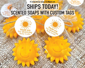 Sun Baby Shower Soaps - FRESH LEMON SCENT - You Are My Sunshine Baby Shower Favors First 1st Trip Around Birthday Decor Birthday Party Gift