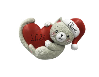 Cat Ornament - 2024 Personalized Cat Kitty Ornament, Kids Toddler Kitty Meow Ornament 2024, Christmas Tree Gift