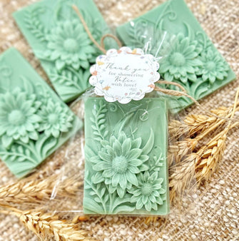 Floral Soap Favors - Wildflower Sage Green Baby Shower In Bloom Girl, Bridal Boho Garden Theme Gift for Guests in Bulk, Wedding Party Decor