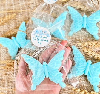 Blue Butterfly Soaps - Baby Shower Favors, Quinceanera Sweet 16 Theme Birthday, Girl Boy Party Wedding Gift for Guests in Bulk Decorations