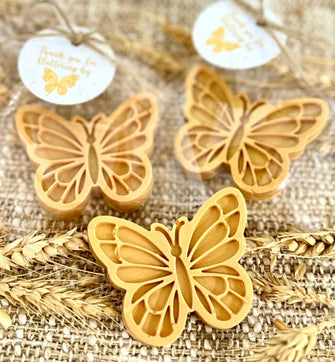 Gold Butterfly Soap Gifts - Baby Shower Party Favors, Girl Birthday Quinceanera Decor, Little Butterfly on the Way Theme Guest Gift in Bulk