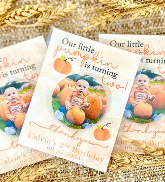 2.25" Round Birthday Magnets - Pumpkin Party Favors Fall Personalized Gift for Guest Bulk Girl Boy Decoration Kid 1st 2nd 3rd 4th 5th Custom
