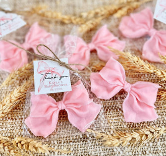 Pink Bow Shaped Soap Favors - Handmade Party Favors, Baby Shower Gifts, Bridal Shower Keepsakes, Elegant Guest Soaps