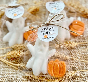 Ghost and Pumpkin Soap Favors - Scented - Little Boo is Almost Due, Halloween Fall Baby Shower, Gender Reveal Party Guest Gift Bulk Decor