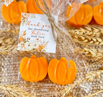 Pumpkin Soap Favors - Scented - Fall Baby Shower, Wedding Bridal Fall in Love Party Theme, Thanksgiving Halloween Gifts for Guests in Bulk