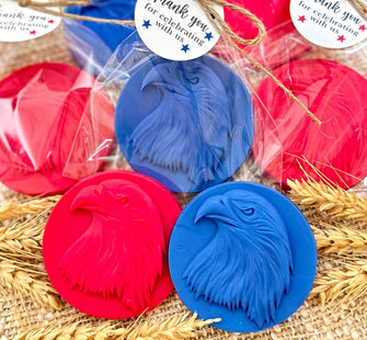 Eagle Soap Favors - Patriotic Party Decor, 4th of July Gift for Guests in Bulk, American Independence Day, Blue Red Decorations