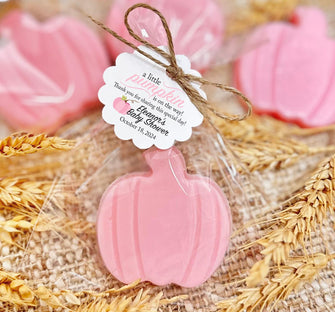 Pink Pumpkin Soap Favors - Baby Shower Decor, Little Baby on Her Way Gifts for Guests in Bulk, Fall Party Prizes, Little Boo Halloween Ideas