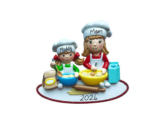 2024 Kid and Parent Baking Ornament - Mom Daughter Cousin Aunt Niece Girl Gift, Personalized Foodie Christmas Custom Tree Decorations