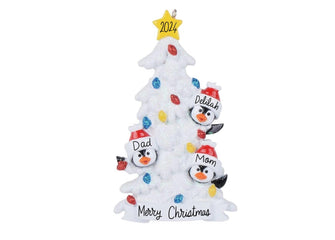 2024 Personalized Penguin Family Christmas Ornament - Custom Family Gift Grandkid Grandparent Family of 3 4 5 6 7 People Stocking Decoration