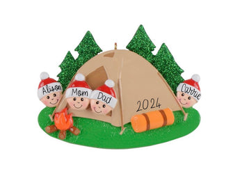 Family Hiking Christmas Ornament - 2024 Custom Camping Ornament, Personalized Ornament, Kids Parents Friends, Tent Camp Gift Camper Ornament