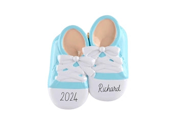 2024 Baby Boy Ornament - Baby's My First Christmas Ornament , Boy Shoes Gift Blue, Kids Grandson Stocking Stuffer, Baby Tree Decorations