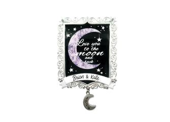 Love You To The Moon and Back Ornament - Personalized Couple Ornament Christmas Bridal 2024 Favors Bride Groom