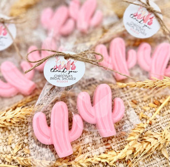 Pink Cactus Soap Favors - 2 Soaps Per Bag - Cowboy Baby Shower Party, My First Rodeo Little Girl Birthday Decor Western Country Themed Gifts