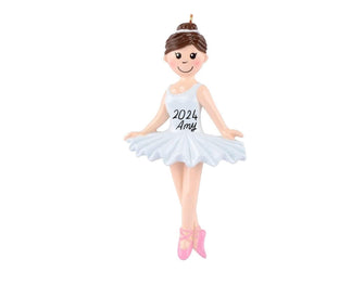 Ballerina Ornament - Ballet Ornament Personalized For Baby Girl Kids Gift 2024, Dancer Recital Ornament, Ballet Brunette Ornament Xmas Gift