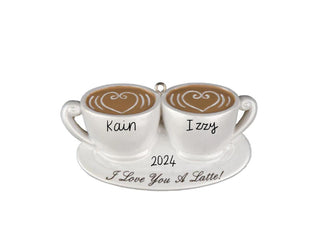 Valentine's Day Couple Ornament - Personalized Couple I Love U Latte Ornament Christmas Bridal 2024 Favors Bride Groom