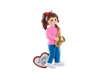 Saxophone Player Ornament - 2024 Brass Wind instrument Lover Learning Girl Boy Kids Personalized Grandkids Christmas Gift Stocking Stuffer