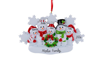 2024 Family Christmas Ornament Personalized - Snowman Family 2 3 4 5 6 Parents Kid Pet Dog Cat Fish Custom Tree Decor Keepsake with Gift Bag