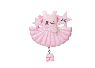 Ballerina Ornament - Ballet Dress Dancer Christmas Ornament, Girls 2024 Personalized Ballerina Gift for Girl, Slipper Custom Pink Tulle Tutu