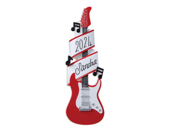 Red Electric Guitar Ornament 2024 - Personalized Guitar Christmas Ornament, Music Instruments for Band, Guitarist, Musician Xmas Gift Custom