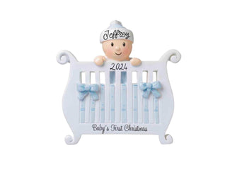 Baby Boy Blue Personalized Christmas Ornament Baby's 1st Christmas, Boy First Christmas Ornament New Baby Ornament Baby Shower Boy Gift 2024