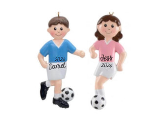 Soccer Ornament - Personalized Girl Boy Kids Soccer Player Gift, Custom Soccer Coach Mom Christmas Gift 2024, Soccer Ball Team, Brown Hair