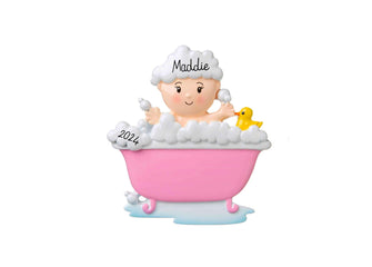 Baby in a tub Ornament - Baby Ornament 2024 -- Personalized