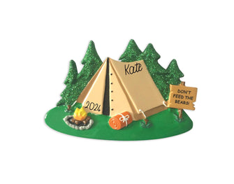 2024 Camp Family Ornament - Camping Family Christmas Ornament Hiker Hiking Family Holiday Gift Friends Camping Gift Personalized Tent Forest