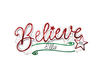 Christmas Believe Ornament - Believe Ornament 2024  -- Personalized