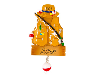 Fishing Ornament - Fisher Ornament Christmas Ornament 2024  -- Personalized