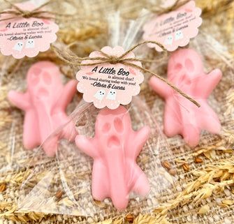 Pink Ghost Soap Favors - Halloween Baby Shower, A Little Boo is Almost Due Party Decorations, Fall Girl Sprinkle Bulk Guest Thank You Gifts