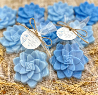 Succulent Soap Favors - Bridal Shower Dusty Something Blue Before I Do Wedding, Floral Garden Baby Party Decor Bulk Guest Thank You Gifts