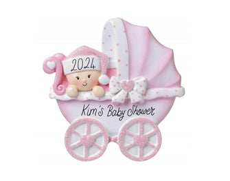 Baby Girl Ornament - Personalized Ornament Baby First Christmas Ornament Baby Shower Favor Pink Baby Girl Ornament Personalized Welcome 2024