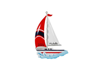 Sailboat Ornament - Boat Ornament Christmas Ornament 2024 -- Personalized