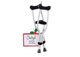 Crutches Christmas Ornament - Broken Leg Surgery Gift Bone Cast Sport Limb Injury Hip Replacement 2024 Personalized Medical Stocking Stuffer