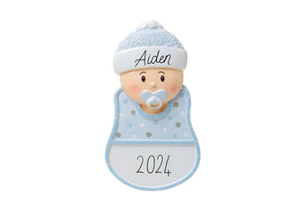 Baby Boy Ornament - Personalized Ornament, Baby First Christmas Ornament, Baby Shower Favor Blue Baby Boy Ornament Welcome Baby 2024