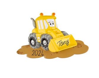 Bulldozer Ornament - 2024 Kids Construction Ornament, Girl Boy Toddler Gift, Backhoe Truck Stocking Stuffer, Christmas Tree Decorations