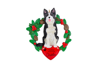 Black White Dog Ornament - Pet Border Collie Husky Boston Terrier Great Dane Shepherd New Big Puppy Lover Mom Dad Christmas Stocking 2024