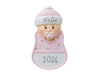 Baby Girl Ornament - Personalized Ornament Baby First Christmas Ornament Baby Shower Favor Pink Baby Girl Ornament Personalized 2024 Baby